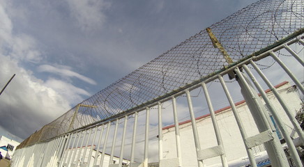 Fence in the colony of special regime. Inner perimeter. Russia 