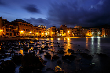 Sestri Levante by night. Liguria, Italy