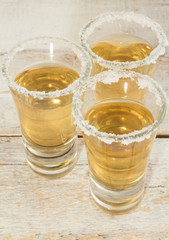 gold tequila with salt