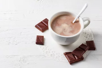 Papier Peint photo Chocolat Tasse de boisson chaude de cacao avec des bonbons