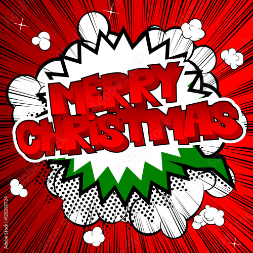 "Vector illustrated comic book style Christmas card." Stock image and