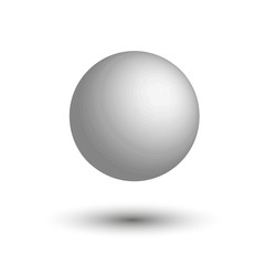 White 3D globe. Light gray ball. Realistic white bowl.