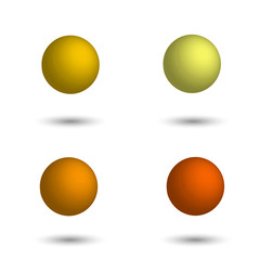 3D sphere. Set of realistic balls of different shades of yellow.