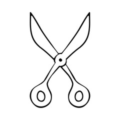 monochrome contour with scissors tool vector illustration