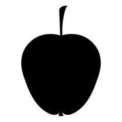 silhouette monochrome of apple with stem vector illustration