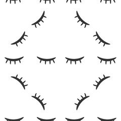 Eyes closed seamless vector pattern black on white