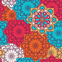 Ethnic floral seamless pattern