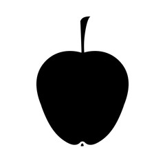silhouette monochrome of apple with stem vector illustration