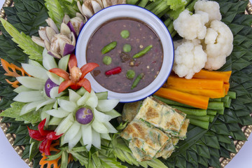 (Nam Prik Ka Pi) Shrimp Paste Chilli Sauce  serve with Fried Mac