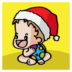 merry christmas and new year cartoon cute vector character