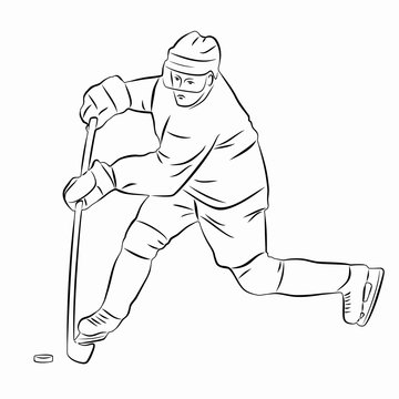 silhouette of a ice hockey player. vector drawing