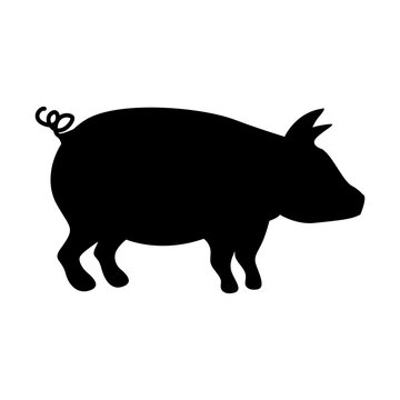 silhouette monochrome color with pig vector illustration