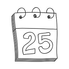 hand drawing of calendar day twenty five vector illustration