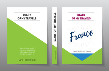 Cover for diary of travels in France. A4 Brochure design templat
