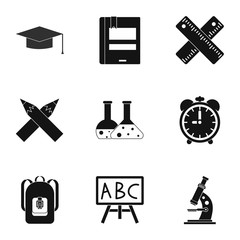 Schooling icons set. Simple illustration of 9 schooling vector icons for web