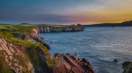 Pembrokeshire coastline sunset