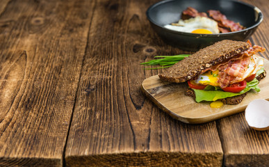 Bacon and Egg Sandwich (selective focus)