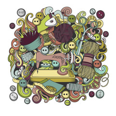 Colorful vector hand drawn of object Hand Made cartoon doodle