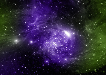 Stars, dust and gas nebula in a far galaxy