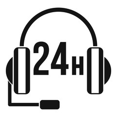 Support 24 hours icon. Simple illustration of support 24 hours vector icon for web