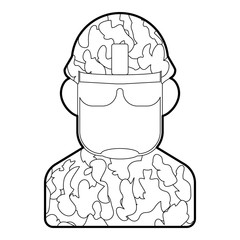 Soldier icon. Outline illustration of soldier vector icon for web design