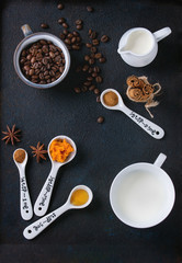 Obraz na płótnie Canvas Ingredients for making pumpkin latte