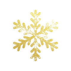 Snowflake decoration with gold glitter texture
