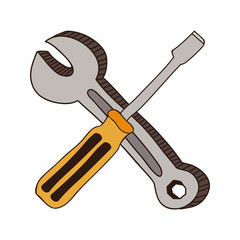 colorful screwdriver phillips and wrench vector illustration