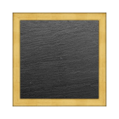 Wooden frame on black slate background