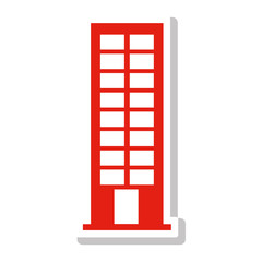 silhouette with office building in light red vector illustration