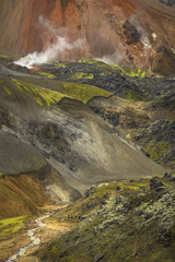 Landmannalaugar colorful  mountains in Iceland, summer time