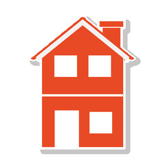 silhouette with orange house of two floors vector illustration