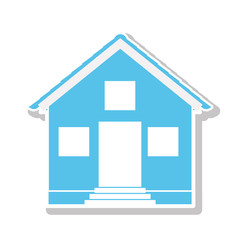 silhouette with blue house one floor vector illustration