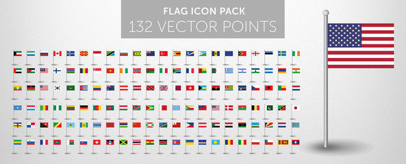 WORLD FLAG vector collection 132 icon points  - 128268153