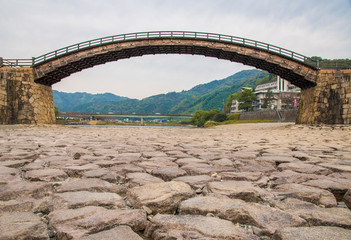 Kintai wooden arch bridge, Iwakuni, Japan  (without tourist on the bridge)