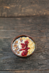 Breakfast bowl with fruits, nuts and seeds