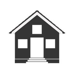 silhouette with monochrome house one floor vector illustration