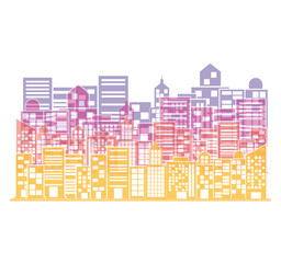 multicolor building and city illustration scene vector illustration