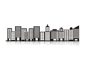 monochrome building and city illustration scene vector illustration