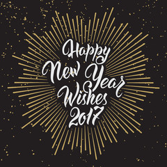 Happy New Year Wishes 2017.Calligraphy Hand drawn invitation design for greeting card.