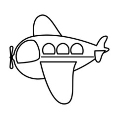 silhouette side airplane toy flat icon vector illustration