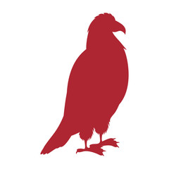 red silhouette eagle standing icon vector illustration