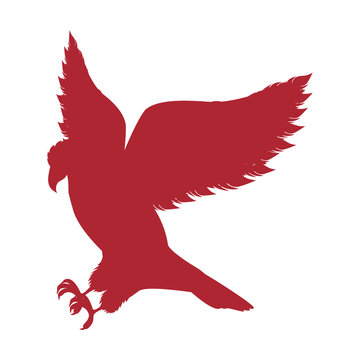red silhouette eagle hunting icon vector illustration