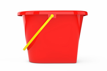 Red Plastic Bucket. 3d Rendering
