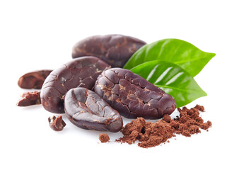 Cacao beans in closeup