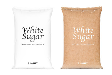 Bags of White Refined Sugar. 3d Rendering