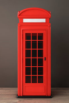 Classic British Red Phone Booth. 3d Rendering