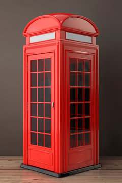 Classic British Red Phone Booth. 3d Rendering
