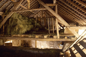 Interior of hay barn