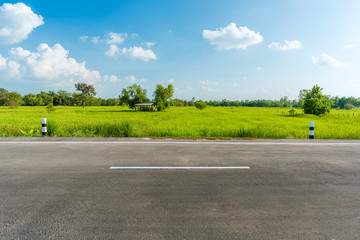 Side view of asphalt road isolated on white background.  This has clipping path. - obrazy, fototapety, plakaty